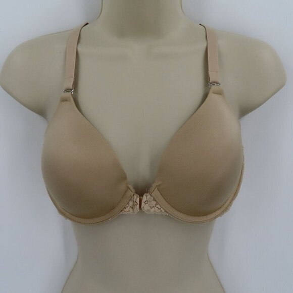 Maidenform 34B Beige Lace Front Closure Underwire Bra One Fab Fit Style 07112 - Picture 10 of 11